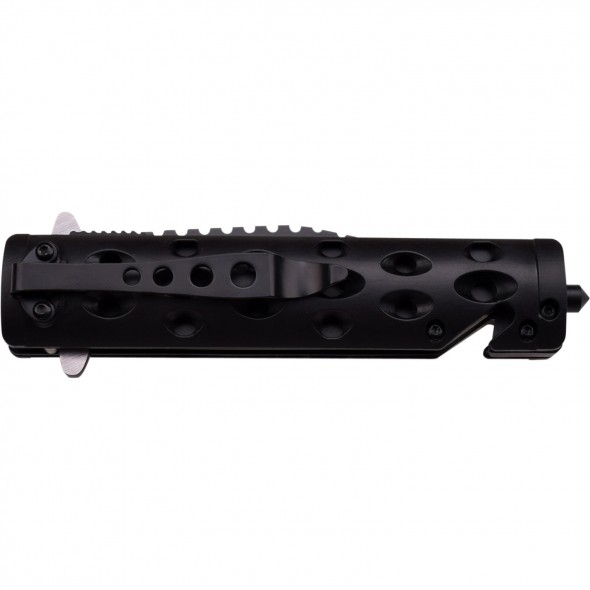 Black Liner Lock Folder with Two-Tone Serrated Blade