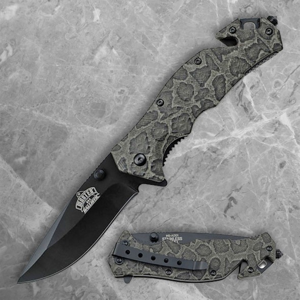 Snake Skin Camo Folder with Black Blade