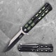 Black Green Liner Lock Folder with Two-Tone Blade