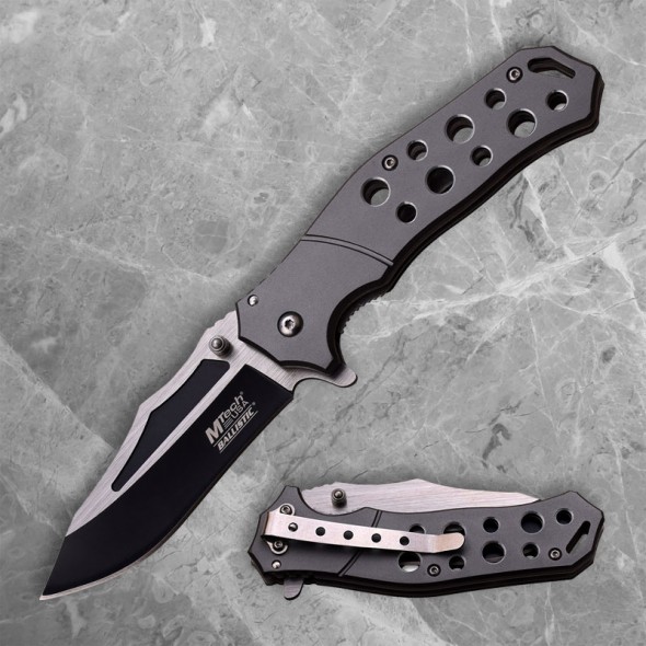 Grey Liner Lock Folder with Two-Tone Blade