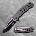 Grey Liner Lock Folder with Two-Tone Blade