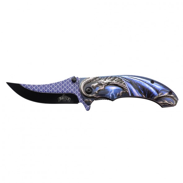 3D Blue Winged Dragon Liner Lock Folder