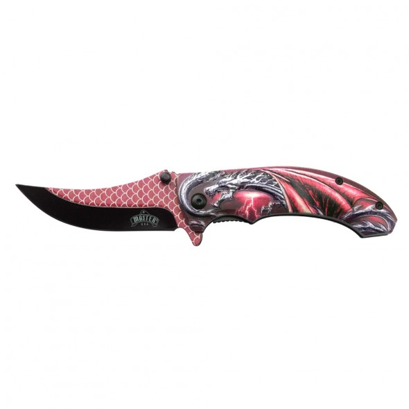 3D Red Winged Dragon Liner Lock Folder