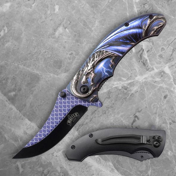 3D Blue Winged Dragon Liner Lock Folder
