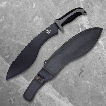 All Black Sawback Kukri Machete