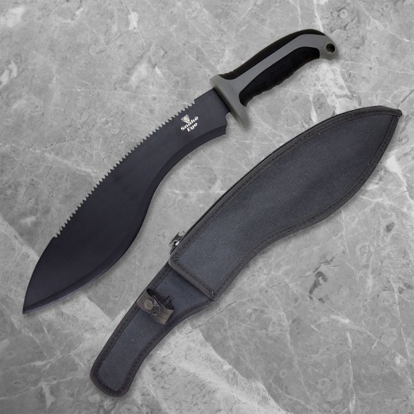 All Black Sawback Kukri Machete