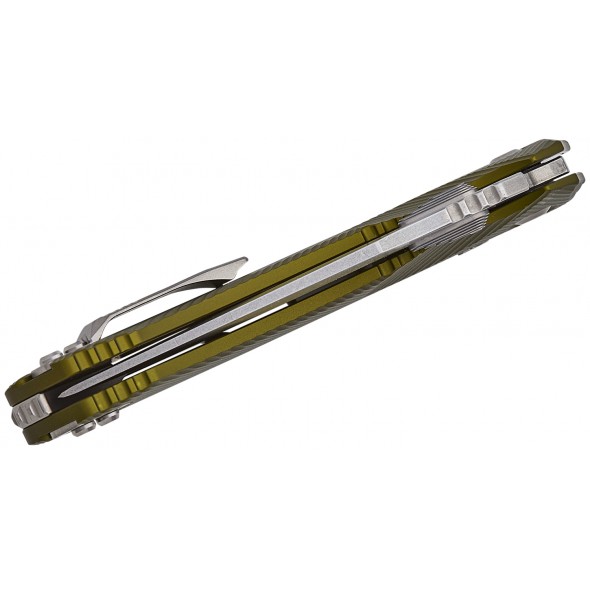 Microtech Amphibian RAM-LOK Stonewashed Serrated Fluted Aluminium OD Green