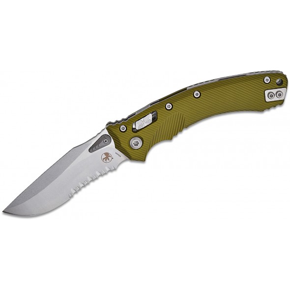 Microtech Amphibian RAM-LOK Stonewashed Serrated Fluted Aluminium OD Green