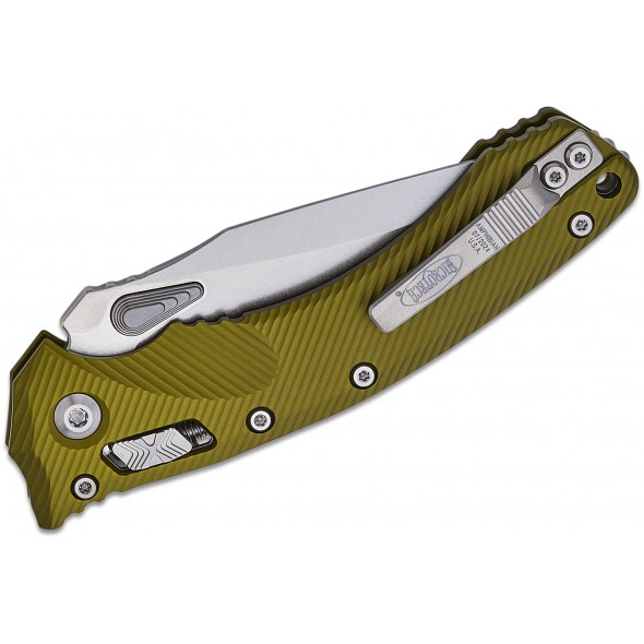 Microtech Amphibian RAM-LOK Stonewashed Serrated Fluted Aluminium OD Green