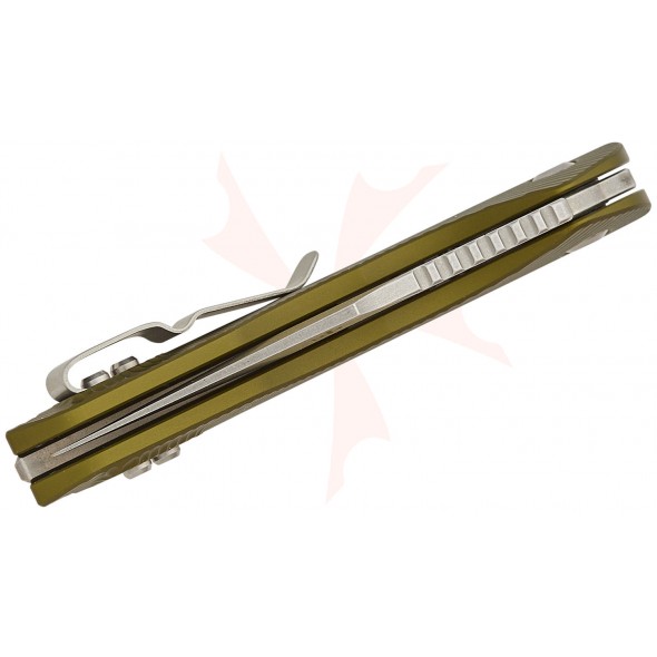 Microtech Stitch Spear Point Stonewashed Fluted Aluminium OD Green