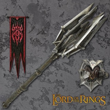 Mace Of Sauron And Ring Red Eye Edition with War Banner - LOTR