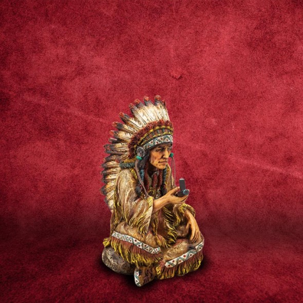 Native American Chief With Peace Pipe Sculpture