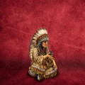 Native American Chief With Peace Pipe Sculpture