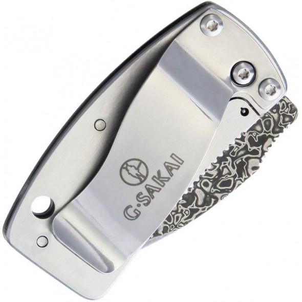 G Sakai Money Clip Framelock Mt Fuji Damascus