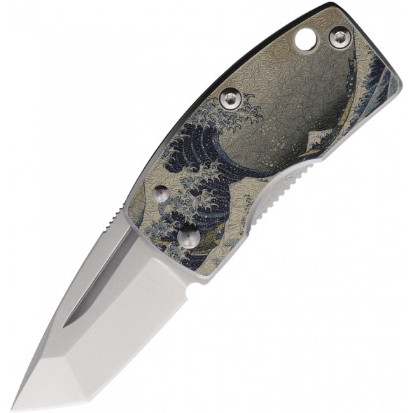 G Sakai Money Clip Framelock Blue Wave Tanto