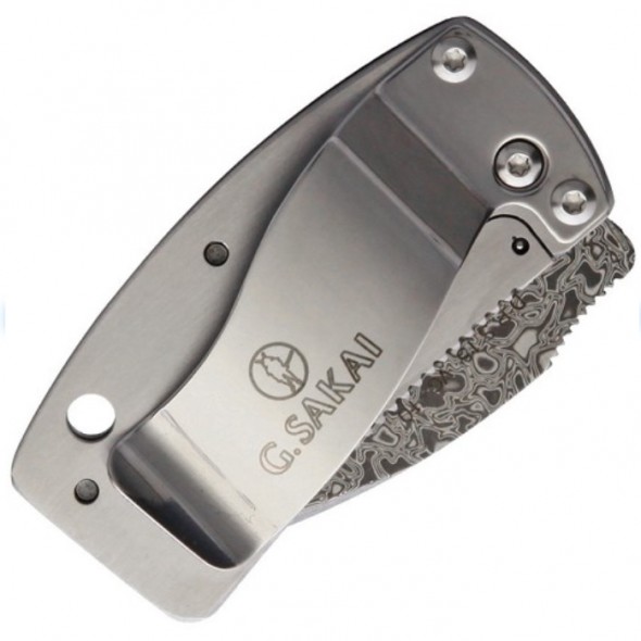 G Sakai Money Clip Framelock Bird Damascus