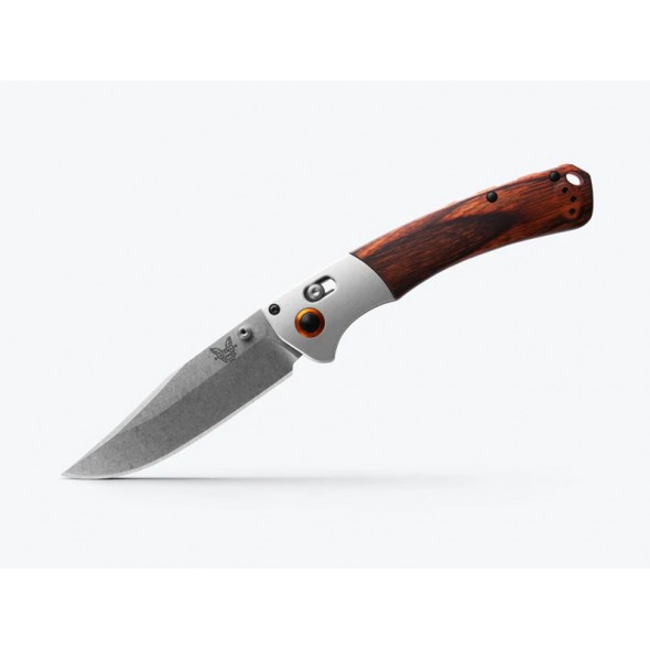 Benchmade Crooked River|Gray Aluminum & Wood|Clip-point