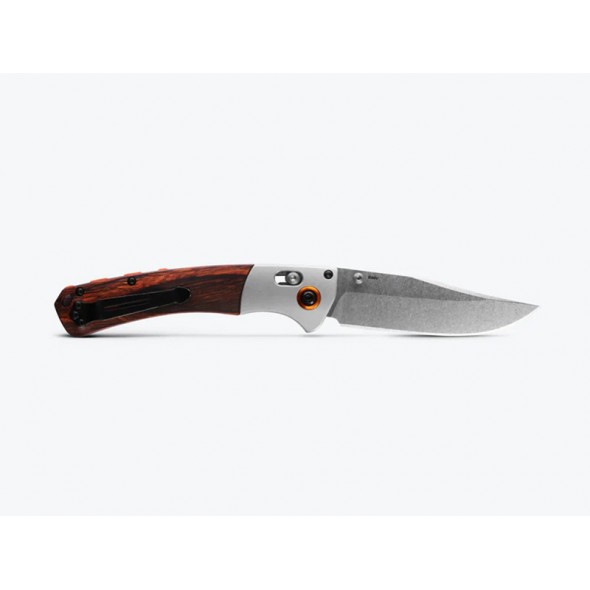 Benchmade Crooked River|Gray Aluminum & Wood|Clip-point