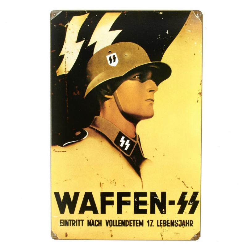 German WW2 Vintage Metal Sign: Waffen SS