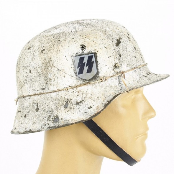 German WWII M42 Steel Helmet- Textured White SSLAH