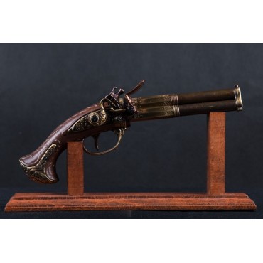 Denix 3 Barrel Flintlock Pistol, France 18th Century